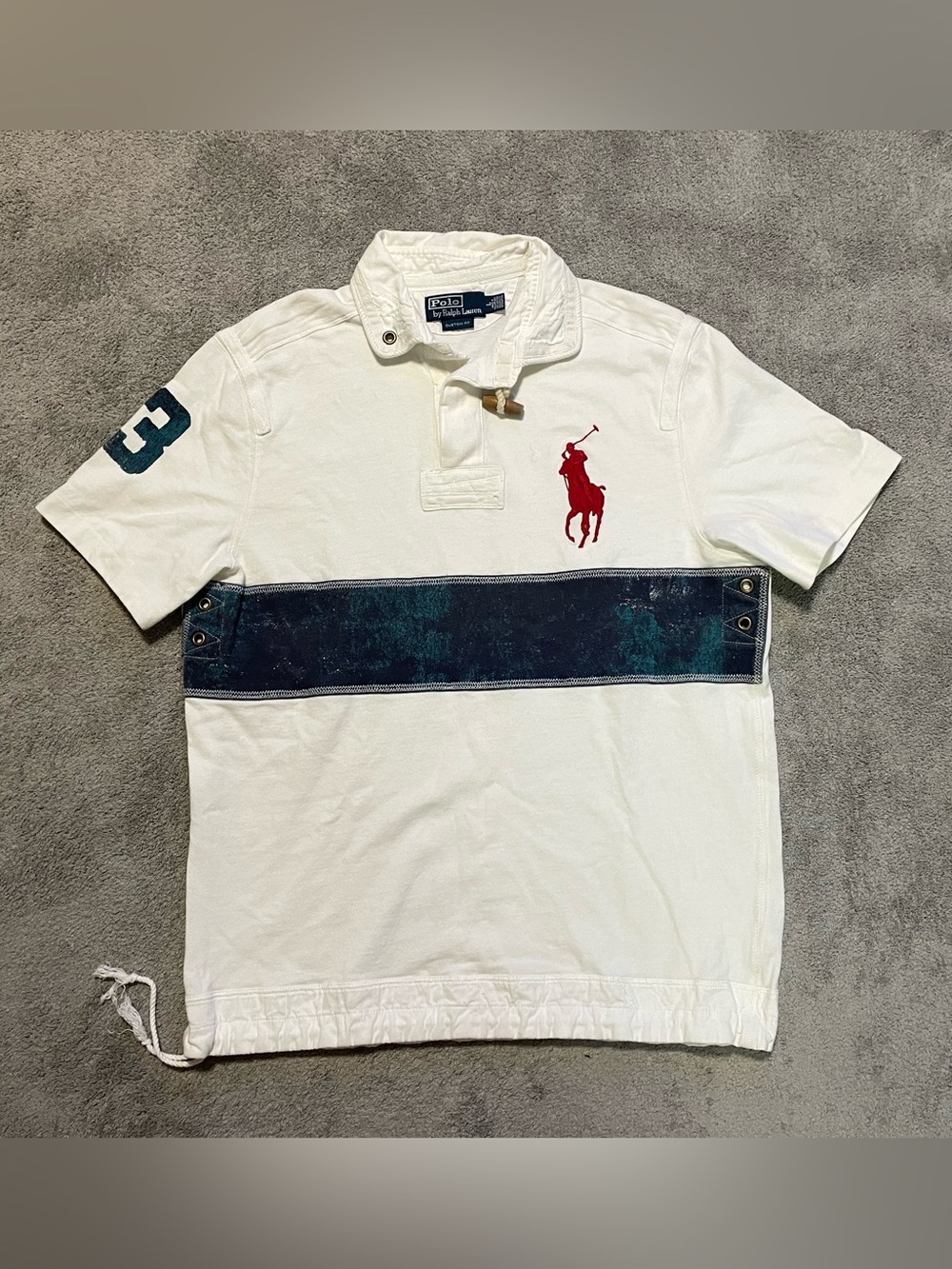 Polo Ralph Lauren Big Pony Custom Fit Polo Shirt Men’s L Nautical Toggle Rugby